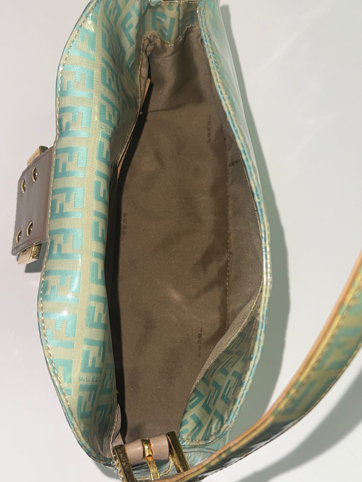 Fendi Zucchino Mamma Round Mouth Coated Canvas Mint Shoulder Bag