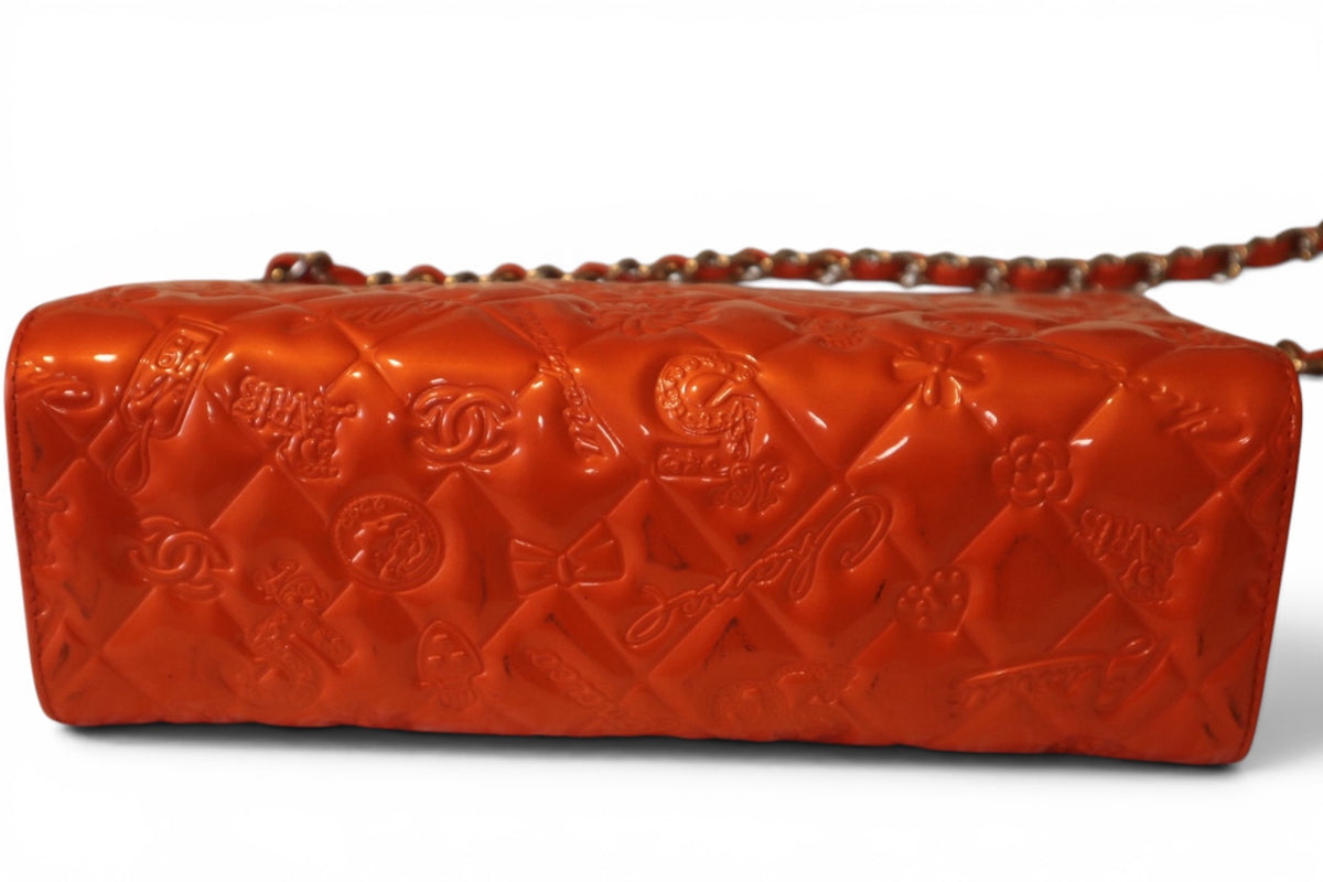 Chanel Lucky Charms Orange Patent Chain Shoulder Bag | Authentic Limited Edition